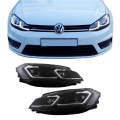 Μπροστινά Φανάρια Set Για Vw Golf VII (7) 12-17 Look 7.5 GTI Μαύρα/ Ασημί Γραμμή H7 Με Μοτέρ Carner - Headlights - Xenon - Bulbs